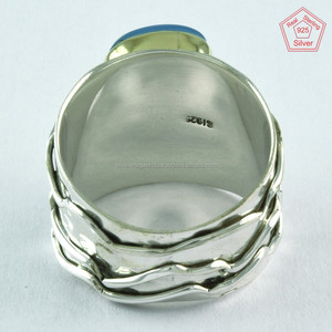 ลดกระหน่ำ925แหวนเงินสเตอร์ลิงทำด้วยมือเครื่องประดับพลอยคาลซิโดนีอินเดียทำด้วยมือสำหรับผู้หญิงสำหรับงานแต่งงานหรือของขวัญ - Product Image 4