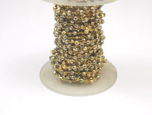 925 plata esterlina pirita oxidada 18K chapado en oro facetado Rondelle alambre envuelto hecho a mano Rosario declaración piedra de nacimiento Vintage - Product Image 2