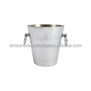 Enfriador de vino de hierro de Metal brillante plateado, cubo de hielo con mango de anillo, enfriador de vino pequeño, enfriador de vino de acero inoxidable - Product Image 3