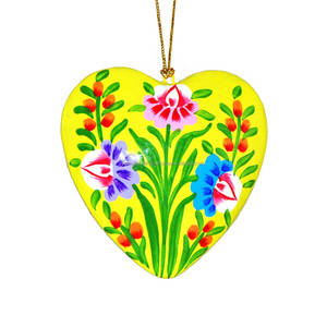 Decoración de Navidad con corazones de papel maché ecológica, adornos pintados para árbol de Navidad - Product Image 5