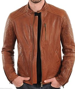 Nouvelle mode en peau de mouton véritable veste en cuir de vachette hommes et femmes hiver extérieur pardessus avec toile Biker Style manteau - Product Image 2