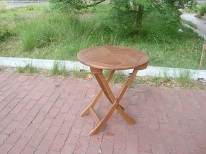 โต๊ะกาแฟทรงกลมไม้ธรรมชาติสีน้ําตาลมีสไตล์คุณภาพระดับพรีเมียมพับได้สําหรับสวนรับประทานอาหารกลางแจ้งหรือห้องนั่งเล่น - Product Image 2