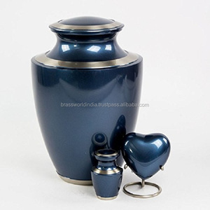 ไพลินสีฟ้าเผาศพ Urn อุปกรณ์งานศพ Brassworld อินเดีย - Product Image 1