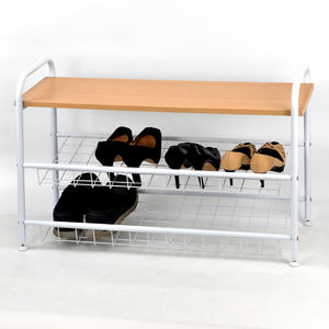Modern 2-Tier Metal <b>Shoe</b> <b>Rack</b> with Convertible 8 Hooks Clothes Hanger for Home or Hotel Living Room Furniture or Entryway Use - Product Image 4