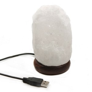 โคมไฟสีขาวรูปเกลือหิมาลัย USB แกะสลักจากปากีสถานสำหรับตกแต่งบ้านและรักสไตล์ - Product Image 4