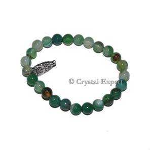 Buy Online Gemstone Green Onyx <b>Bracelets</b> with Owl Hand Crafted <b>Beaded</b> <b>Bracelets</b> - Product Image 1
