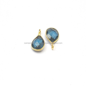 Iolite Quartz Natural Multi Gemstone Findings <b>Heart</b> <b>Shape</b> Gold Plated Making Single Bail Faceted Handmade Connector - Product Image 3