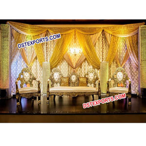 เวทีแต่งงานคริสตัลโลหะ เสาคริสตัลทรงสี่เหลี่ยมสำหรับงานแต่งงาน ชุดเวทีสไตล์ใหม่สำหรับขาย ลดราคาปีใหม่ 2026 ออสเตรเลีย - Product Image 1