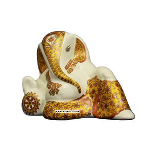 Statue de mariage indien en céramique, couleur or, statue de seigneur Ganesha, cadeau de nouveau cri, idol - Product Image 1