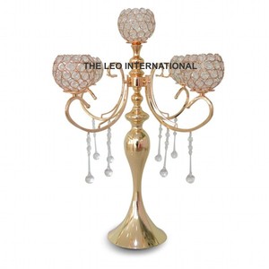 Bougeoir en cristal plaqué or fait à la main, style Noël et mariage, porte-bougie en métal, matériau en aluminium - Product Image 1