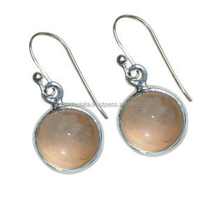 Hermoso pendiente de piedras preciosas de cuarzo rosa genuino, Plata de Ley 925 sólida, Fabricante Mayorista de joyería de estilo Vintage - Product Image 1
