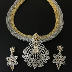 Anshul Bijoux Latest American Women's Zircon <b>Statement</b> <b>Necklace</b> Copper Alloy Fashionable for Parties Weddings Anniversaries - Product Image 1
