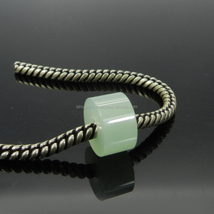 Cuentas sintéticas de Prehnite Hydro para pulsera, 14x8x5mm, llanta lisa, GEMA, agujero grande, cuentas europeas, IG0142 - Product Image 2