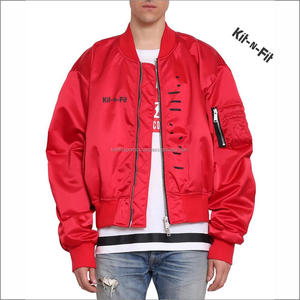 Veste d'université à fermeture éclair pour homme, Bomber, coupe-vent d'hiver, en Nylon et Satin, vente en gros - Product Image 3