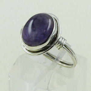 Bague en argent sterling 925 faite à la main pierre d'améthyste bijoux en argent - Product Image 2