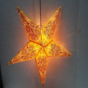 Lampe étoile en papier imprimé, décorations de noël, nouveau style - Product Image 1