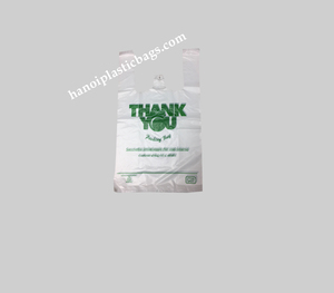 Disposable T-shirt Plastic <b>Bags</b> with Drawstring and Silk Screen Printing LDPE Material Made in Vietnam - Product Image 4