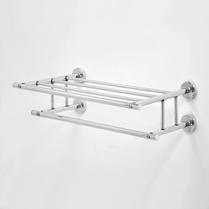 <b>Wall</b> <b>Mounted</b> Chrome Metal Contemporary <b>Towel</b> Shelf with <b>Towel</b> <b>Rail</b> Heater <b>for</b> Hotel or Apartment Use - Product Image 1