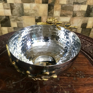 Cuencos de aluminio de lujo Chapado en plata y oro con flor Nuevo diseño de moda Superventas Cuenco de acabado alto - Product Image 2