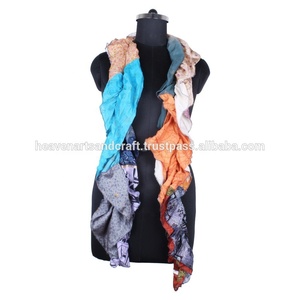 Echarpes volantes en soie de style vintage Etole Design tendance pour filles SC0408 Echarpes volantes en soie Sari Patches Echarpe - Product Image 2