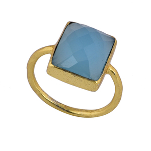 10X12mm rectángulo azul de piedras preciosas de Calcedonia de plata esterlina 925 anillo de Navidad fabricante joyería - Product Image 2