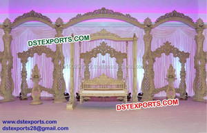 Shahi ชุดแต่งงานทำจากไม้ Puja Mandapam,ชุด Mandap ทำจากไม้สำหรับงานแต่งงานงานไม้แกะสลักสวยงาม - Product Image 5