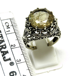 Grand Dreamer – bague en argent Sterling 925 Rutile doré de forme ronde, fournisseur de bijoux indiens en argent, bijoux uniques en argent 925 - Product Image 2