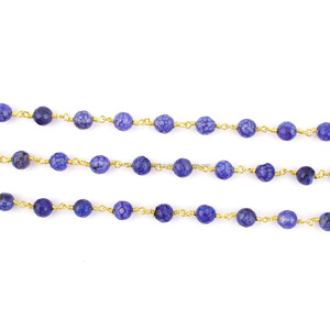 ลูกปัดลาพิสลาซูลีทรงรอนเดลล์ขนาด 6 มม. แบบเหลี่ยมเพชรพลอย ชุบทองบนทองเหลือง งานแฮนด์เมด สำหรับทำเครื่องประดับโรซารี รุ่น EL - Product Image 2