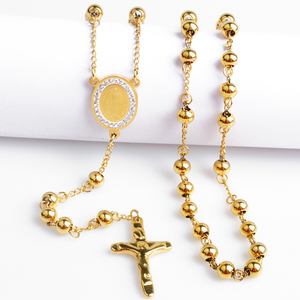Collana di preghiera da donna in acciaio inossidabile collana <span class=keywords><strong>rosario</strong></span> placcata in <span class=keywords><strong>oro</strong></span> cristiano - Product Image 6