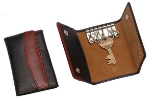 Funda de cuero PU para llaves Unisex, porta llaves con 6 ganchos, color negro - Product Image 3