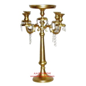 Bougeoir en aluminium à 5 bras de haute qualité avec finition or brillant carré fait à la main pour Noël en vente à bas prix - Product Image 2