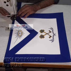 ผ้ากันเปื้อนสำหรับเลขานุการงานปักลายทำมืองานปักลายได้ตามต้องการสีน้ำเงิน - Product Image 2