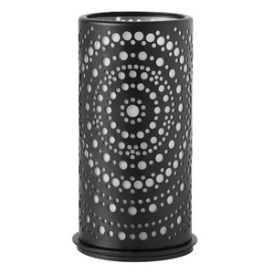 เชิงเทียนโลหะทรงกลม,ฝาครอบสีดำพร้อมลวดลายการเย็บหัตถกรรมเหล็กทีไลท์ - Product Image 1