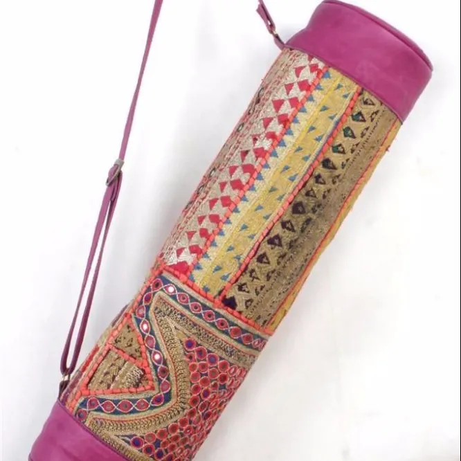 Vintage Tribal Yoga matte tasche leder banjara textilien boho gypsy Indischen Tasche