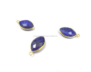 Bleu saphir naturel Multi pierres précieuses bijoux faits à la main lunette avec argent plaqué charme lunette pierre de naissance connecteur - Product Image 3