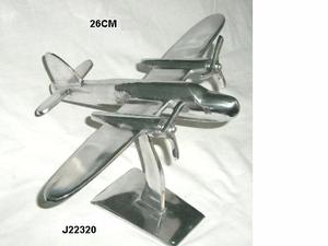 Avion en aluminium moulé avec base carrée et finition polie miroir, disponible en finition nickel mat, sculpture décorative pour la maison - Product Image 6