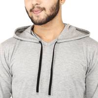 T-shirt à capuche manches longues pour homme, haut élégant avec col en v, tenue de soirée cintrée