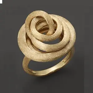 美国时尚新设计金属丝包裹手工戒指女性黄铜珠宝时尚金色925银系列Nil
