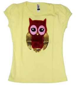 Camiseta y polo de punto informal creativa para niñas, embalaje personalizado con estampado de búho divertido, secuencia de etiqueta personalizada de servicio OEM - Product Image 1