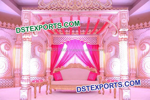 Palais de Jodha Akbar, Mandap entièrement en fibre, huit piliers, Mandap de mariage, Mandap traditionnel de mariage Rajasthani, ensemble de Mandap en fibre, Chicago - Product Image 6