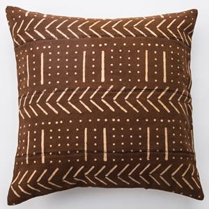 Brown Cotton Cushion Decorative 18X18 Throw Pillow <b>Cover</b> Custom Printed Indian Cushion <b>Covers</b> African Inspired Mud Cloth Cushion - Product Image 1