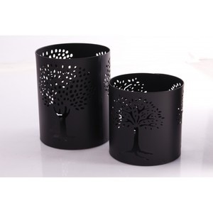 Christmas and Diwali Home Decorative Iron Metal <b>Tealight</b> <b>Candle</b> Stand Holder with Etching Cylindrical Shape - Product Image 1