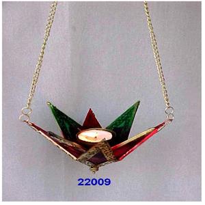 LANTERNES DE BOUGIE DÉCORATIVES POUR LA MAISON PERSONNALISÉES Lanterne à photophore suspendue en laiton et verre multicolore - Product Image 1