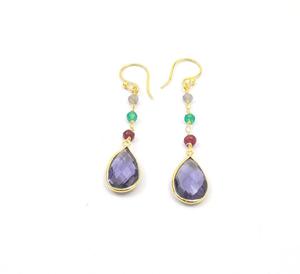 Fashion Chandelier Earrings Multi-Rosary Jewelry Charm with Amethyst Stone - Product Image 1