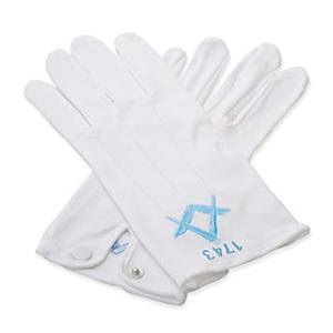 Guantes de algodón blanco de alta calidad bordados masónicos - Product Image 1