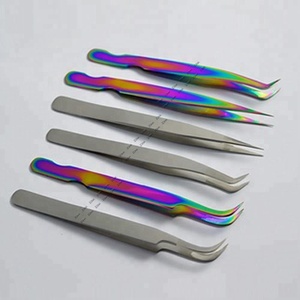 Meilleure vente ensemble de pinces à épiler pour extension de cils pointus arc-en-ciel avec logo personnalisé pince à épiler à pointe en fibre de cils de qualité supérieure - Product Image 6