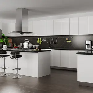 OPPEIN colore bianco thermofoil cabinet doors alla moda mobili da cucina