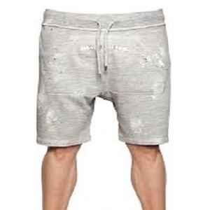 Pantalones Cortos Deportivos de Felpa de Algodón Gris Desgastado para Hombre, Diseño Personalizado OEM - Product Image 1
