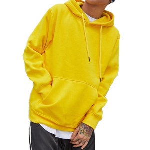 Sudaderas con capucha Unisex, ropa de calle, jersey de hip-hop, de manga larga, lisa, amarilla - Product Image 1