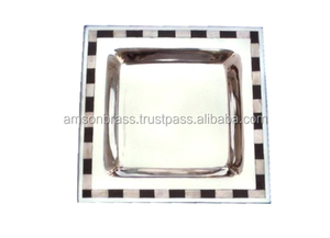 Vajilla Plato para servir Cena Platos de comida Plato de acero inoxidable Plato para servir Bandeja Metal Aluminio Forma cuadrada Plato martillado - Product Image 2